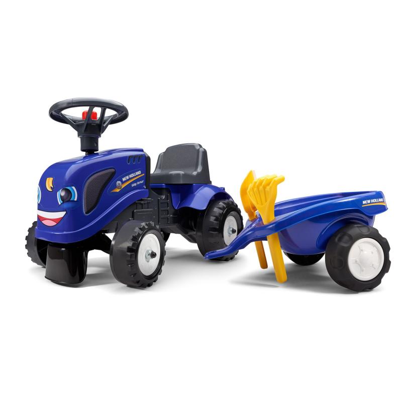 New Holland Børnetraktor med Vogn, Rive og Skovl til Drenge