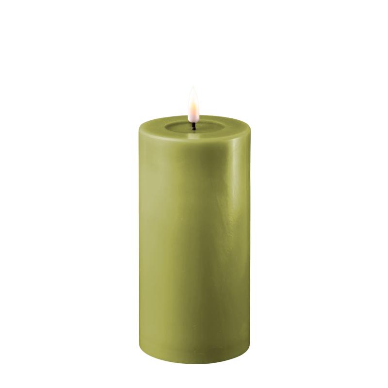 Deluxe Homeart Oliven Grøn Led Bloklys   5x15