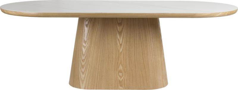 Elegant ovalt spisebord fra Studio White i naturmarmor