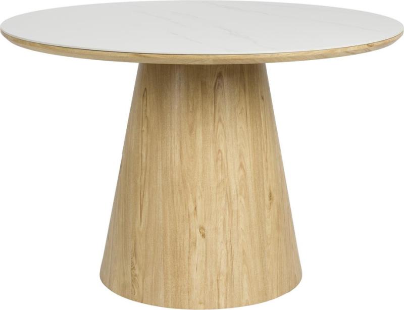 Rundt Spisestuebord Almira med Hvid Marmorlook 115 cm
