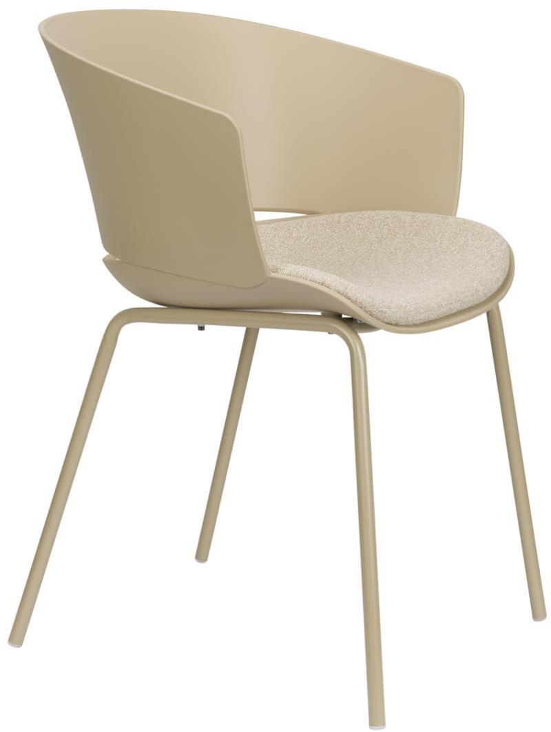 Spisebordsstol Studio White Jessica Stenlysgrå Med Polstret Polyester Sæde Metalben