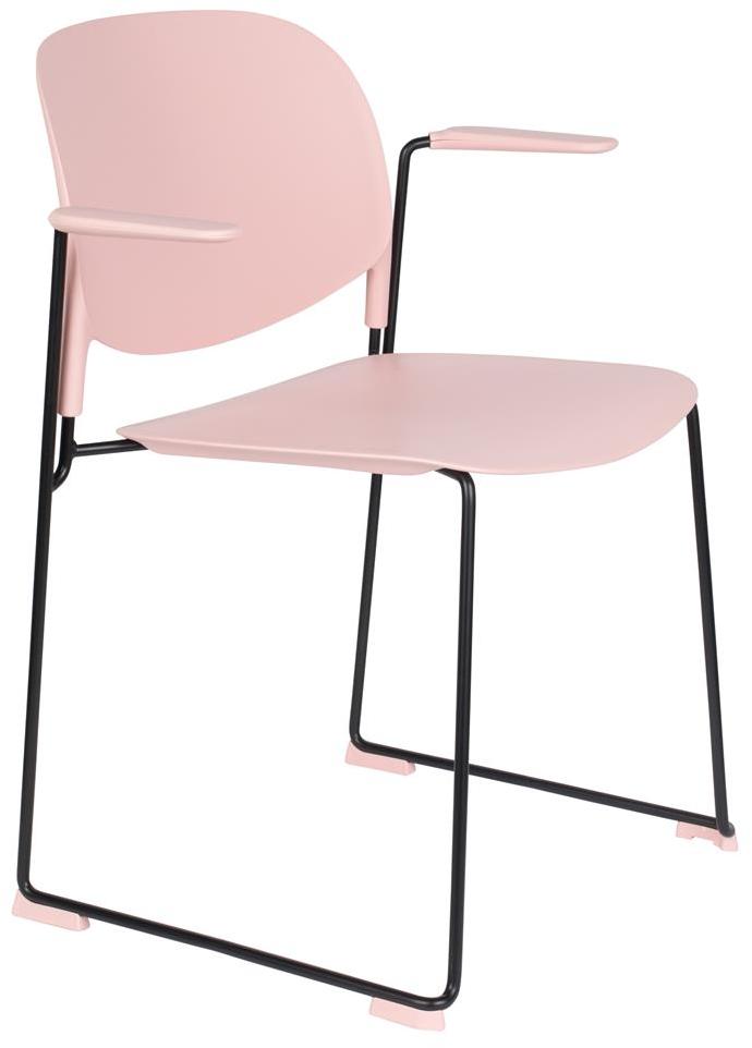 Stabelbar spisebordsstol med armlæn i pink - Studio White
