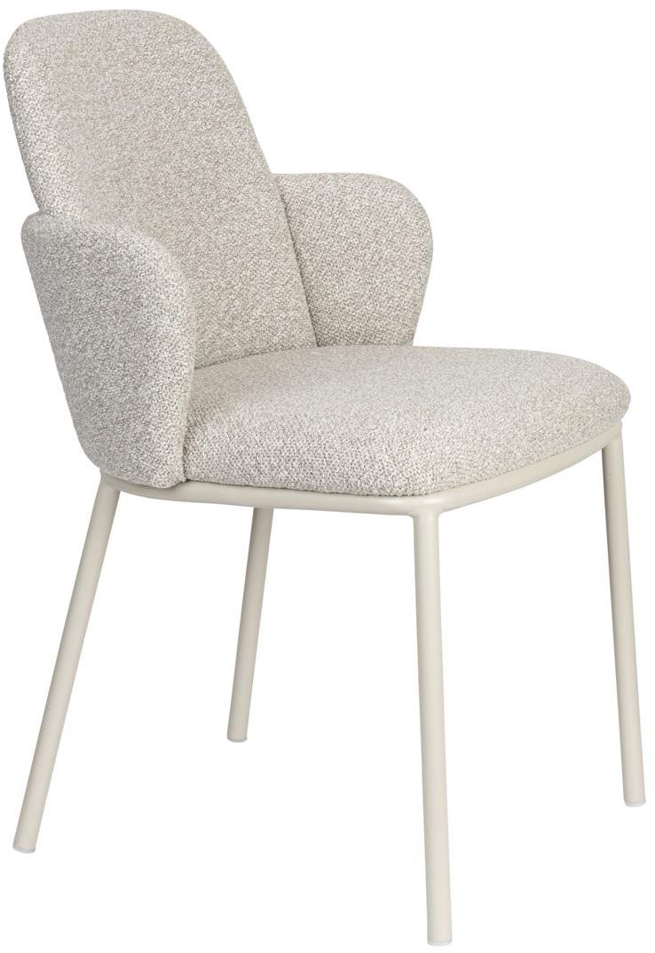 Elegant spisebordsstol med armlæn i lysgrå polyester