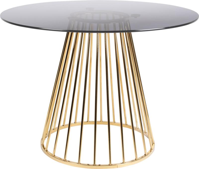 Rundt Spisebord Studio White Floris - Elegant Glasbord med Guldstel