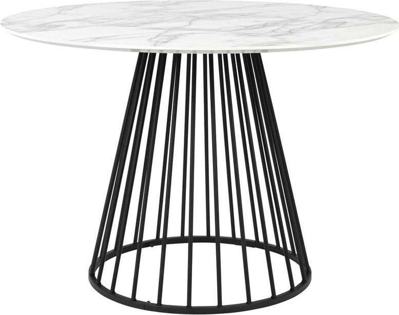 Rundt Spisebord Floris - Elegant Sort Metal & Marmorpapir