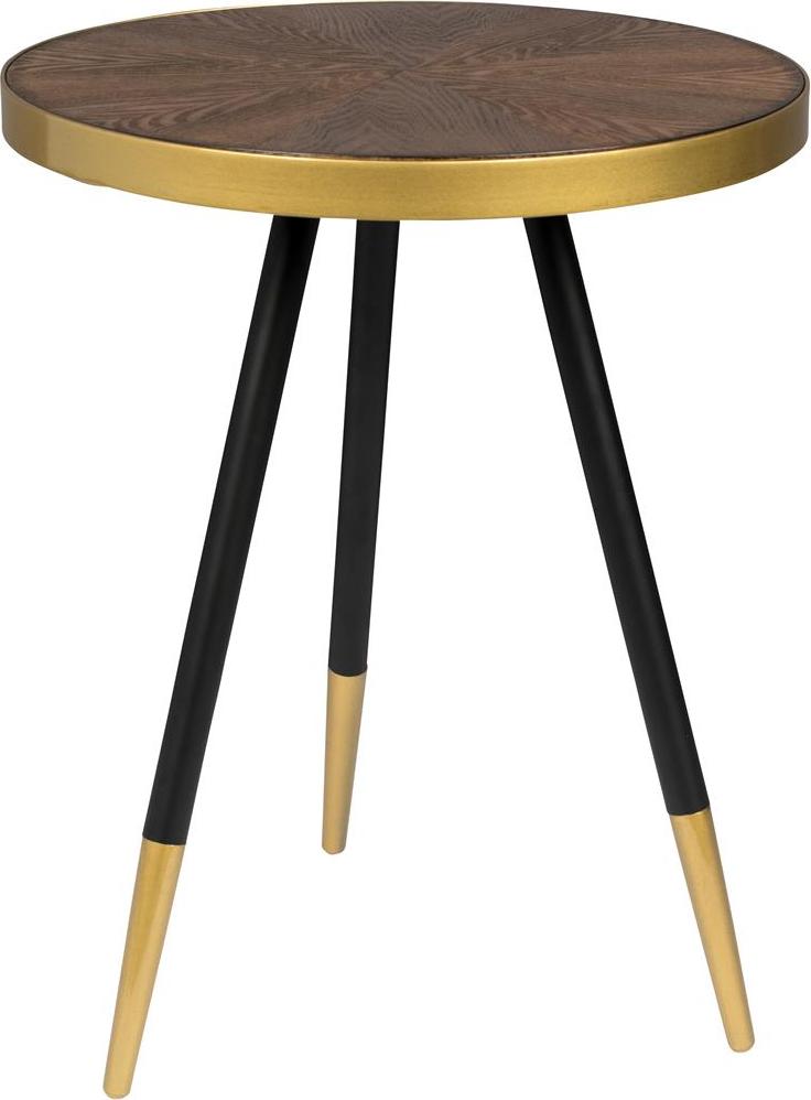Sidebord Studio White Denise ø44x45   Mudderbrun Askefineret Bordplade Gyldne Metalben