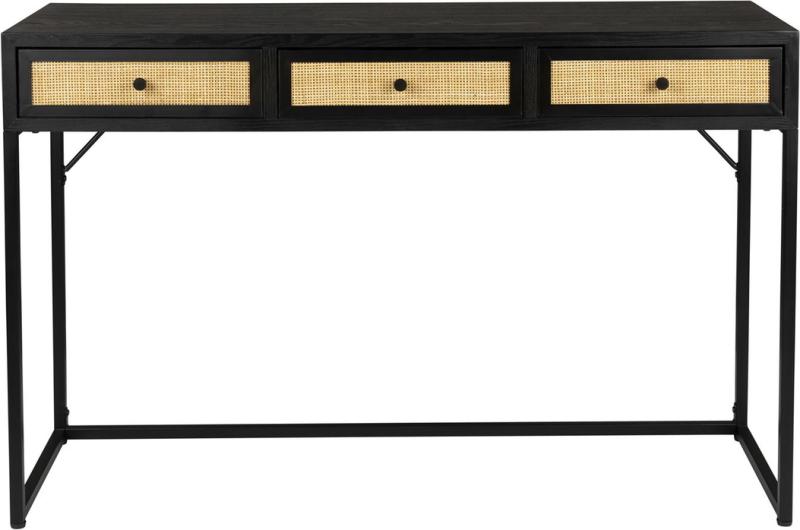 Konsolbord Studio White Guuji Antracit Rattan Metal Mdf-finér 120ã 40ã 76