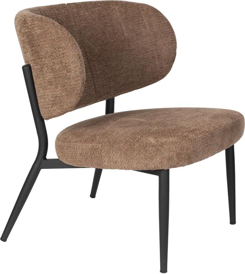 Loungestol Studio White Sanne Mudderbrun Stof Med Skumpolstring   Stålramme