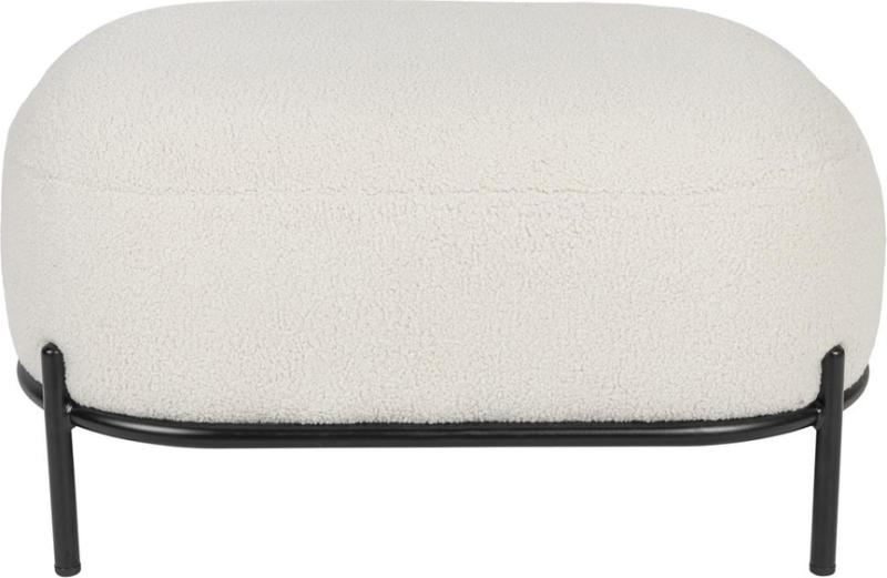 Skammel Studio White Polly Perlemorsfarvet Stof H36xb66xl50     Polstret Koldskum Robust Metalbase 150