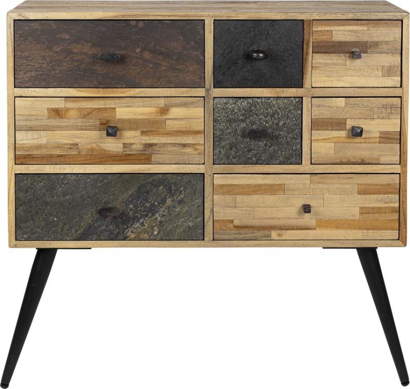 Skænk Studio White San Taupe Teak Stål   Skuffer H89xb90xd31