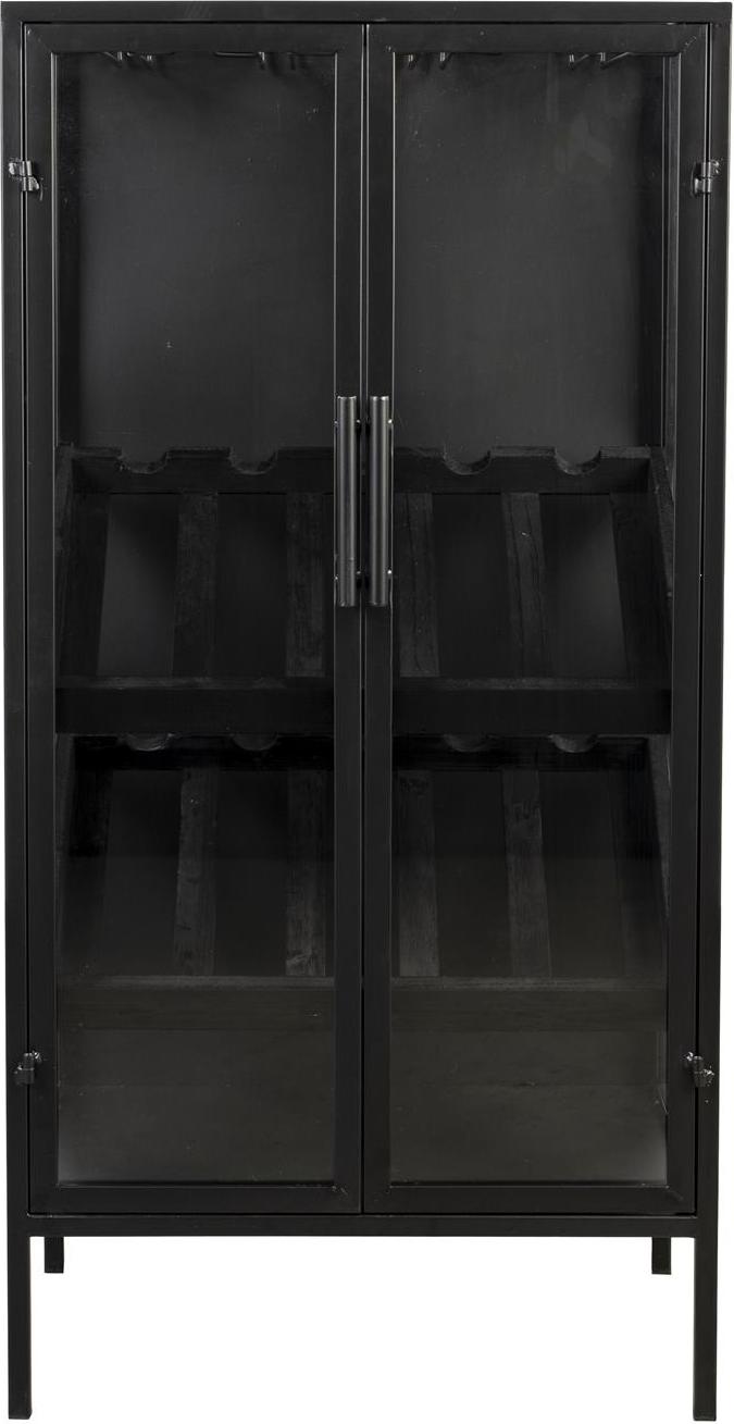 Vinskab Studio White Cabinet Antracit   10 Flasker  Glasophæng Til   Rækker  H103xb35xd52