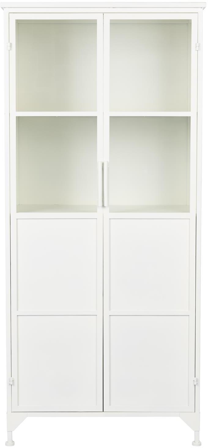 Vitrineskab Studio White Miya H150xb35xd68 Offwhite Pulverlakeret Jern Med Glas-   Massive Døre