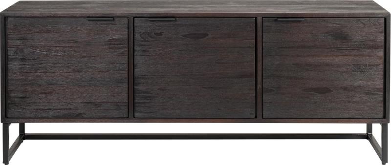 Skænk Studio White Webster 140   35   55   Askegrå Teak Med Metalben   Elegant Opbevaring Med Tre Døre  Genanvendt Teaktræ