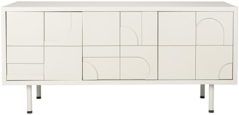 Skænk Studio White Funk Offwhite Lakeret Mdf Med Unikke 3d-døre   Organiske Former 120x55x40
