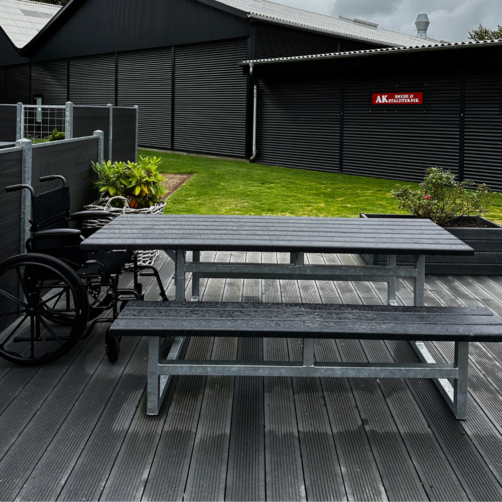 Vedligeholdelsesfrit Bord Bænkesæt Uden Ryglæn Samt Genbrugsplastplanker  Handicapvenlig  Mineral Grey