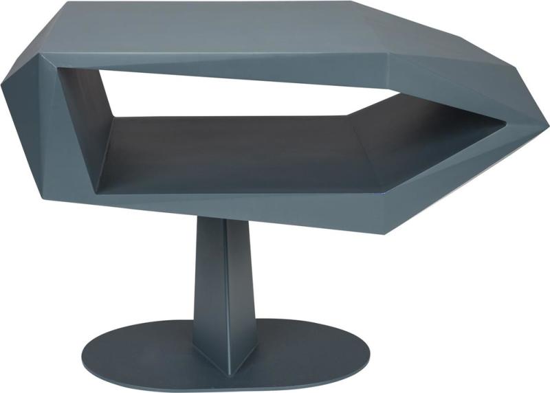 Sidebord Småbord Zuiver North Askegrå Asymmetrisk Harpiksbord Med Jernramme Til Stue Soveværelse 60x40x40