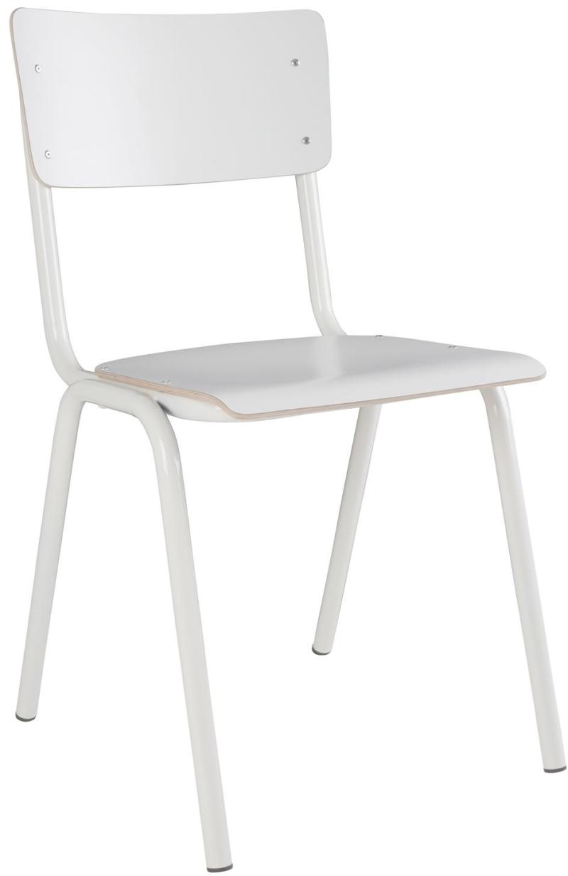 Spisebordsstol Zuiver Back School Offwhite Højtrykslaminat Stålramme Stabelbar H82 5ã B43ã L49