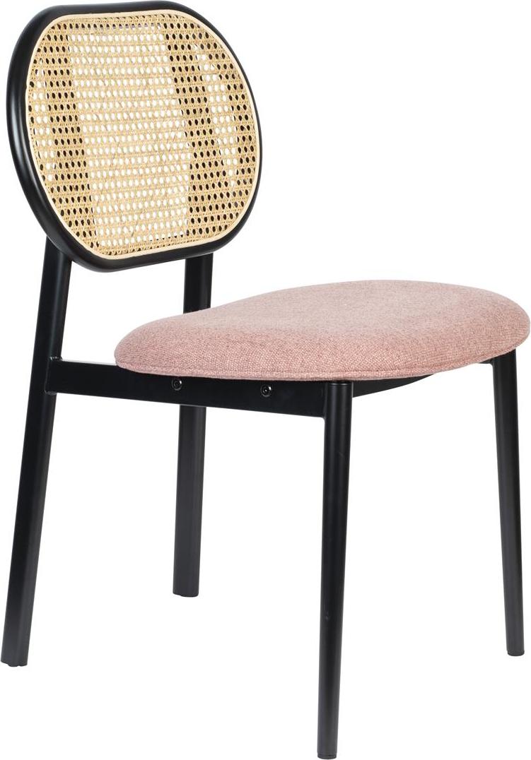 Spisebordsstol Zuiver Spike med Rattanryg i Antracit Pink