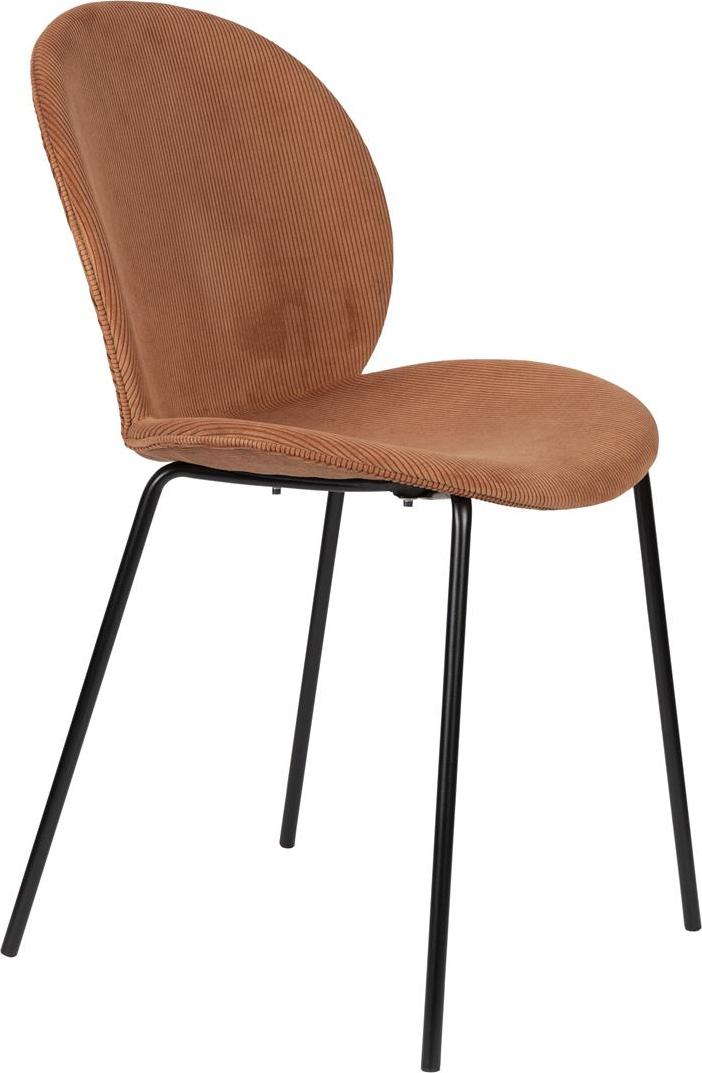 Spisebordsstol Zuiver Bonnet Rødbrun Ribbet Polstret Sæde Med Sort Metalstel H84xb45xl53