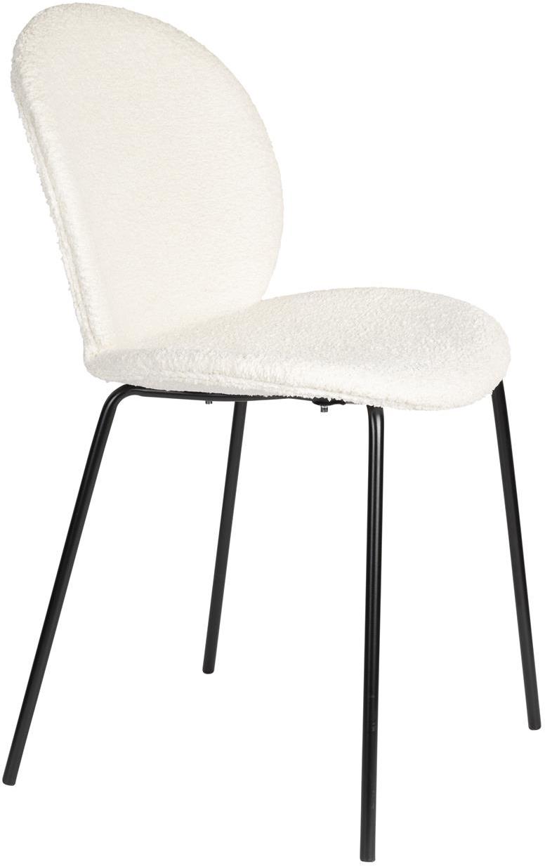 Elegant Offwhite Spisebordsstol med Sort Jernstel