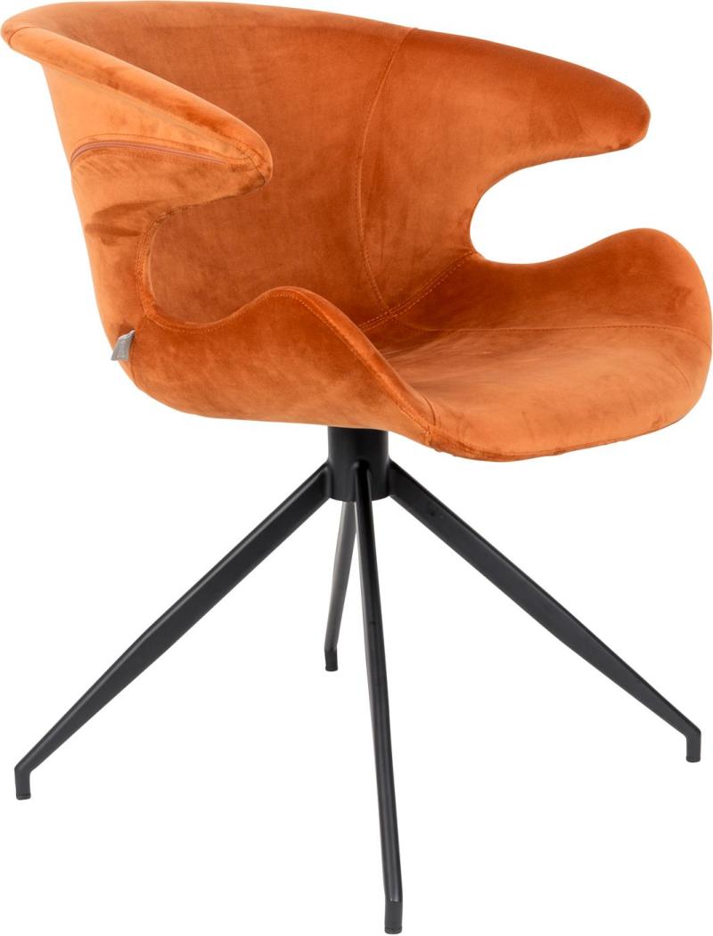 Moderne spisebordsstol med armlæn i brændt orange