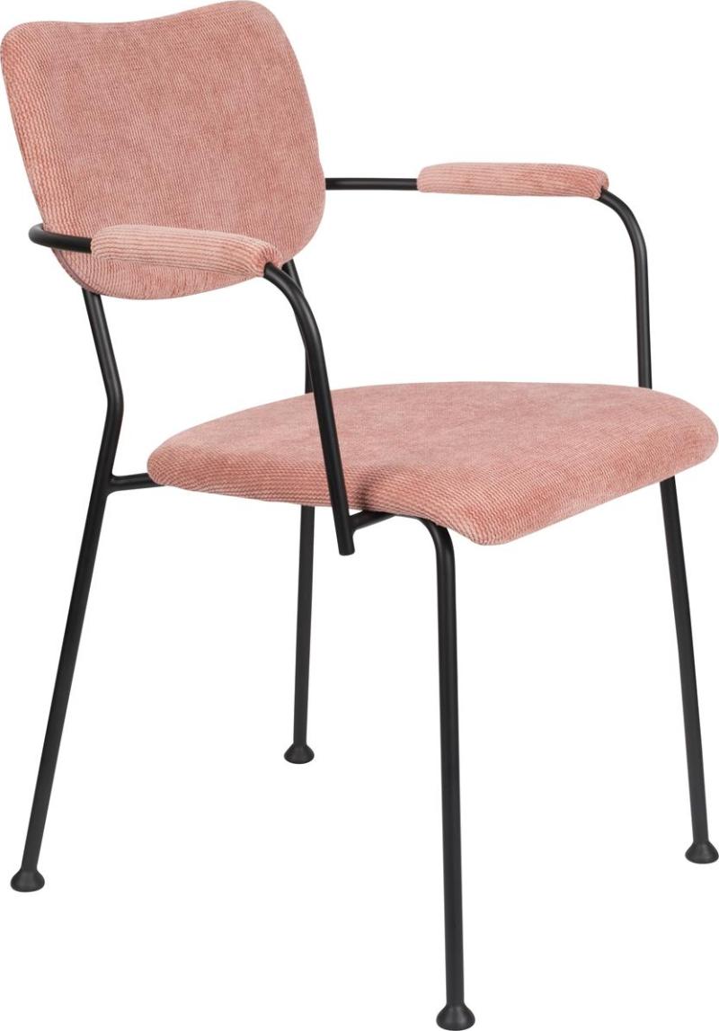 Elegant spisebordsstol med armlæn i støvet rosa – Zuiver