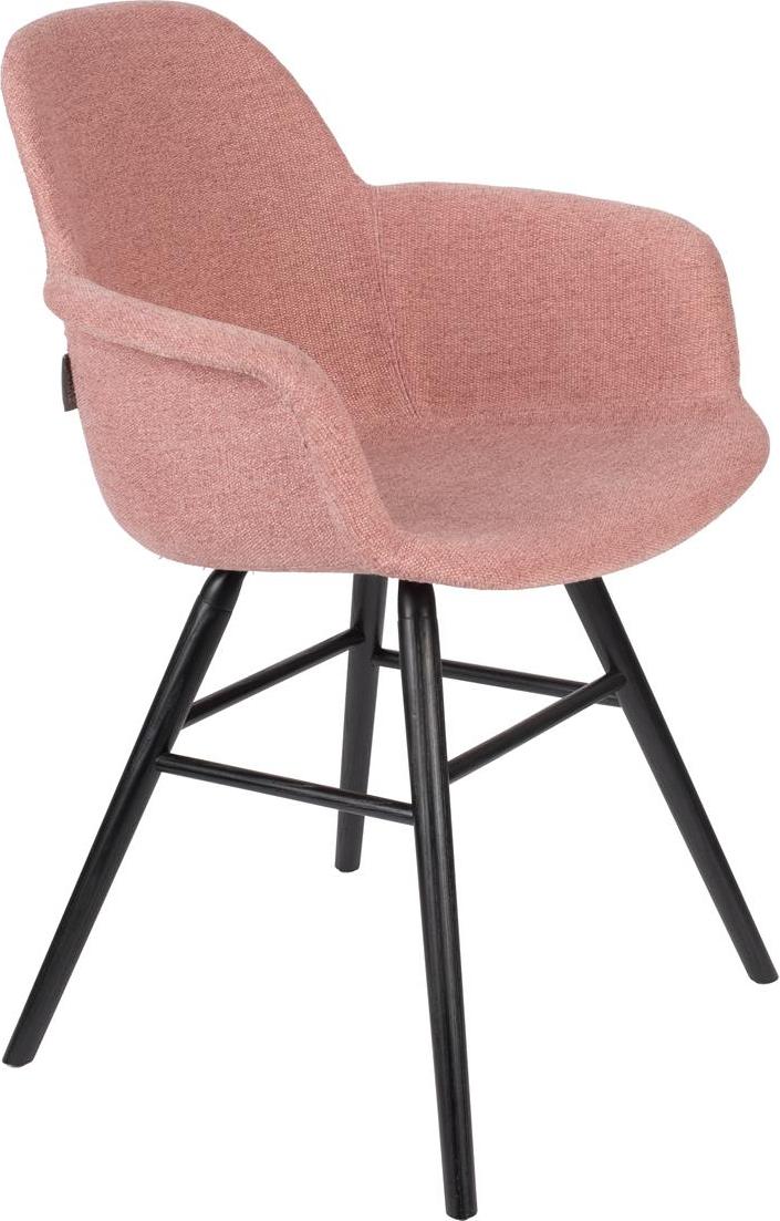 Elegant spisebordsstol med armlæn i støvet rosa design