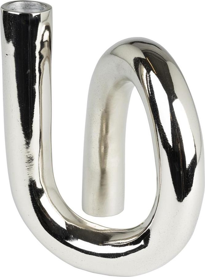 Lysestage Zuiver Tubo   Aluminium Med Sølvfinish   Skulpturelt Design H18     Minimalistisk Dekoration