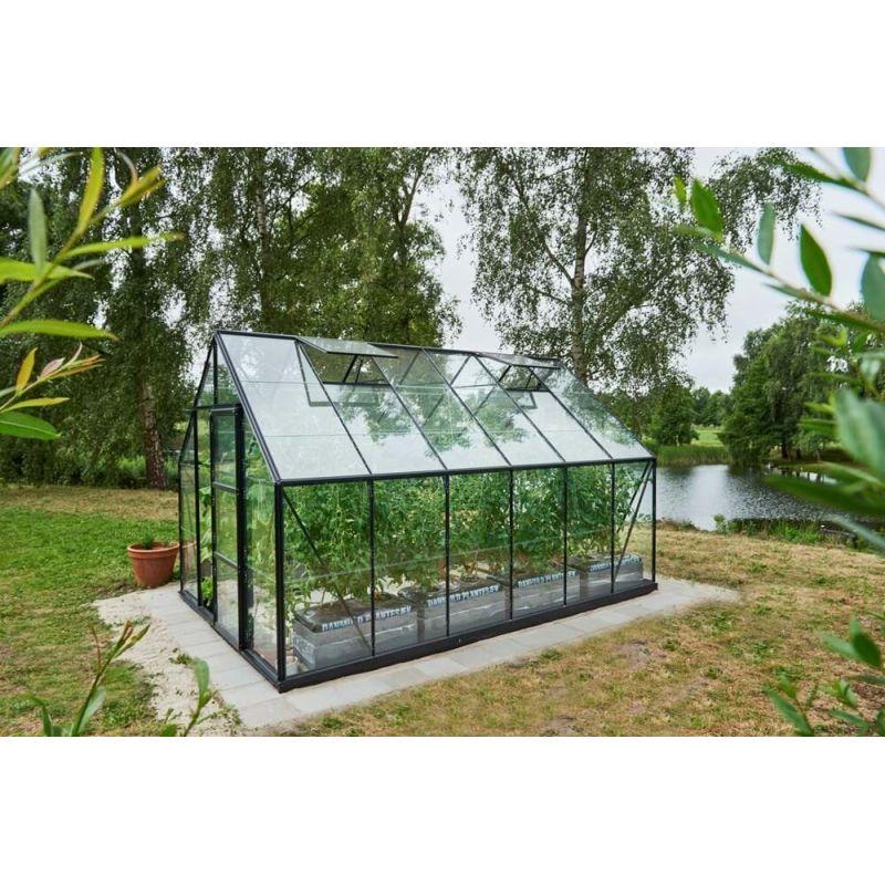 Halls Universal Drivhus 9,9 m² - Sort med Delt Glas