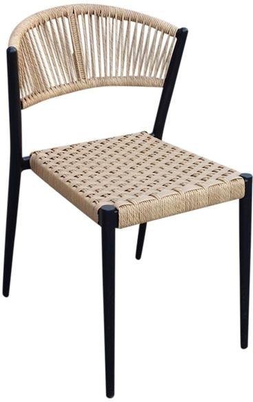 Fletstol House   Sander Astrid   Udendørs Spisebordsstol   Coated Aluminium    -beskyttet Rope Natur Sort