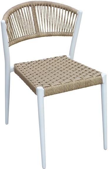 Udendørs Spisebordsstol House   Sander Astrid Fletstol Med  -beskyttet Rope Coated Aluminiumsstel Natur Hvid