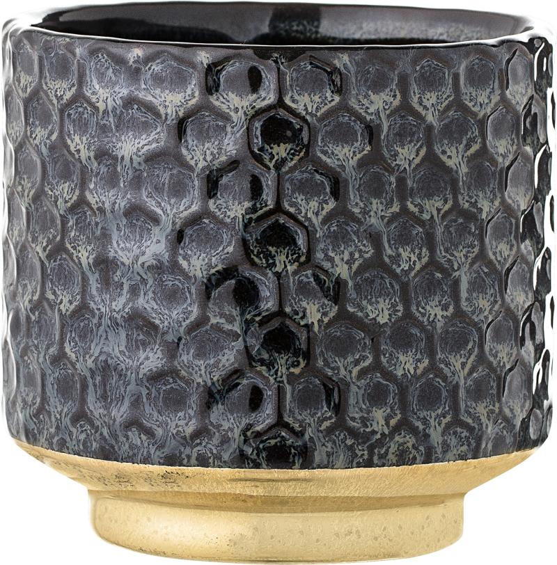 Urtepotte Bloomingville Earl   Håndlavet Stentøj Med Honeycomb-design Blå Guld ø10