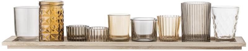 Dekorationsbakke Bloomingville Sanga   Brun Glas Med Fadsstage 56x14x10