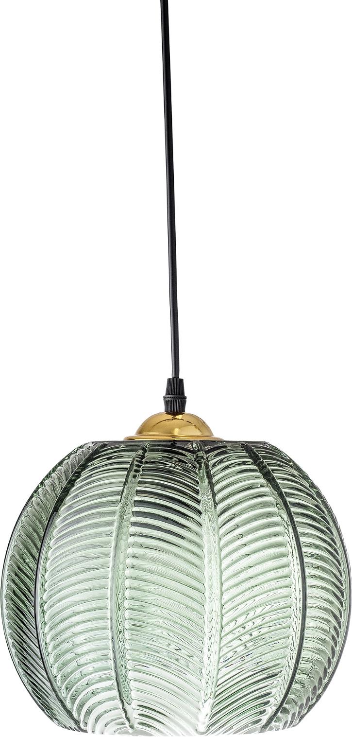 Pendel Lampe Bloomingville Adar Grøn Glas ø23 H20 E27 Sort Plastikledning