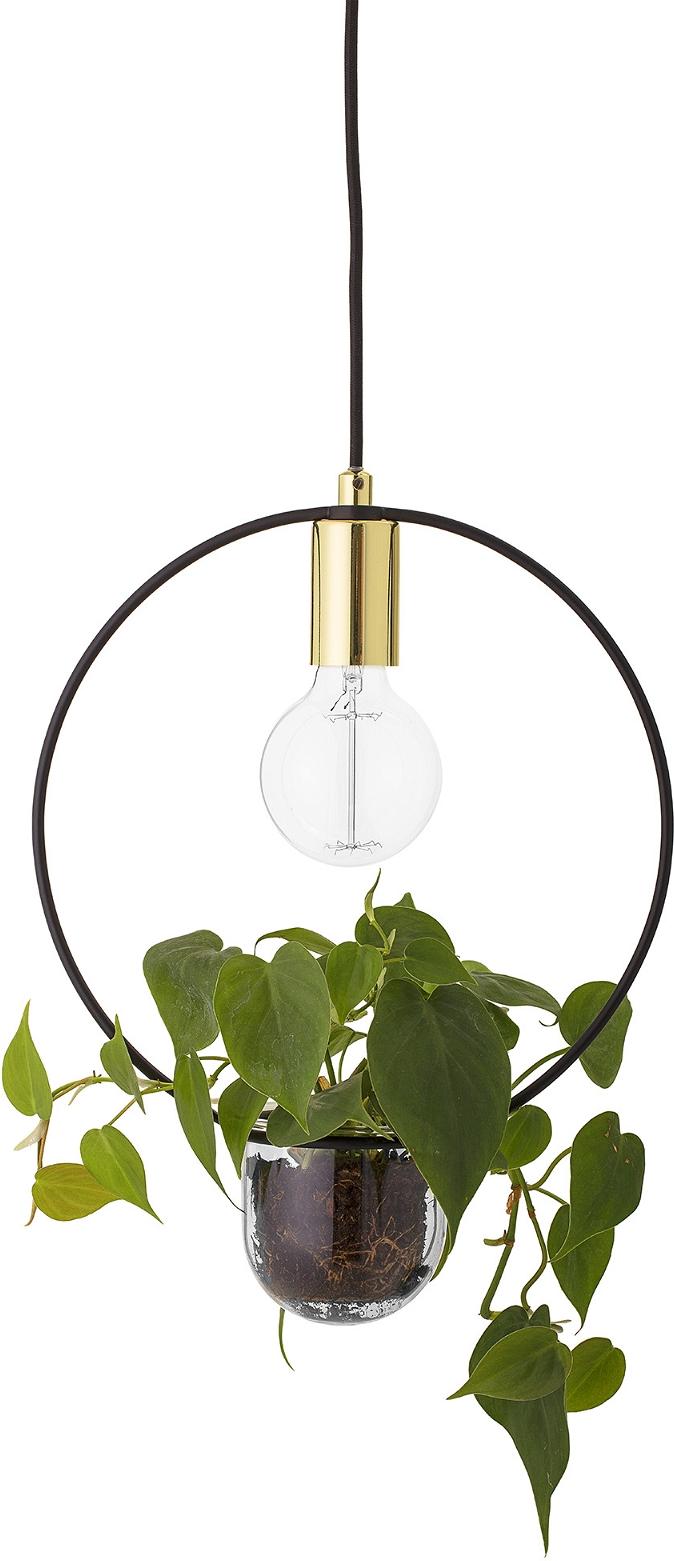 Pendellampe Bloomingville Cozy  -formet Med Integreret Planteskål   Guld ø30   H38