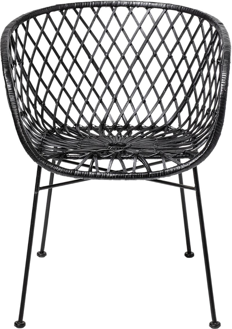 Loungestol Bloomingville Cozy Sort Flettet Rattan Lænestol Med Metalben