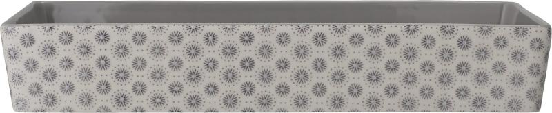 Serveringsfad Bloomingville Elsa Stentøj Grå Med Indgraveret Blomstermotiv ø36ã 24ã