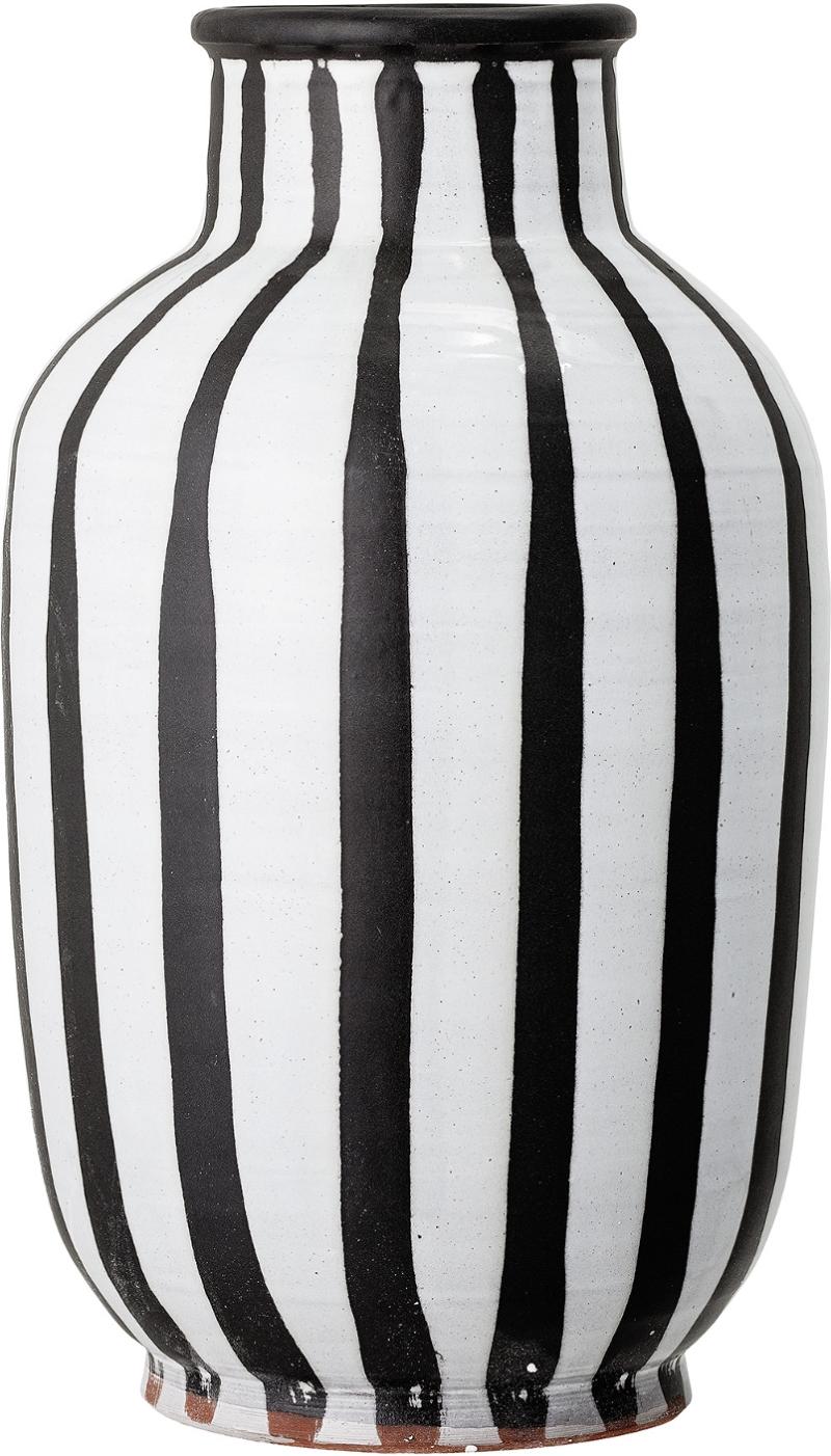 Gulvvase Bloomingville Schila   Terracotta Med Håndmalede Striber Sort-hvid ø26ã H44