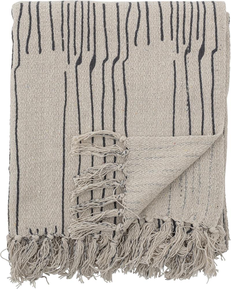 Plaid Bloomingville Celly Throw Genbrugsbomuld Hyggetæppe Naturfarvet 130x160