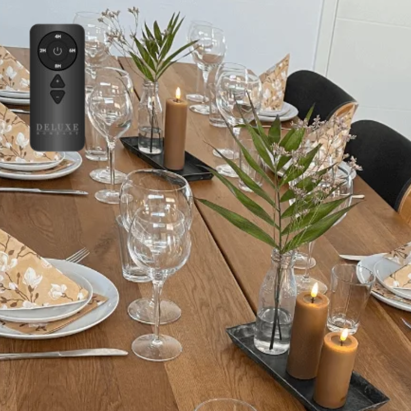 Deluxe Homeart Caramel Led Lys Sæt Inkl      Fjernbetjening