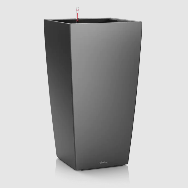 Lechuza Cubico Premium Indendørs Krukke Til Blomster Med Selvvandingssystem Charcoal Metallic 30 30 H56