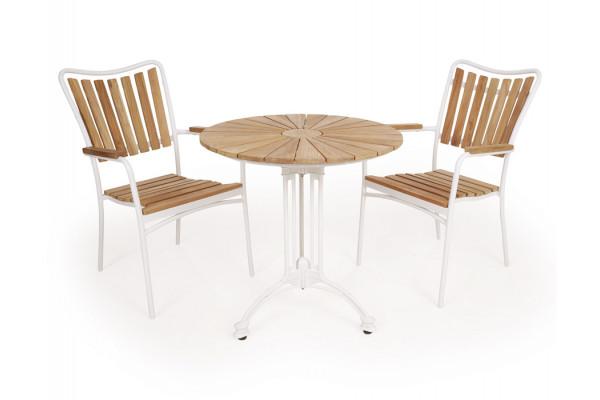 Daneline Eva Teak Cafésæt ø70   Hvid