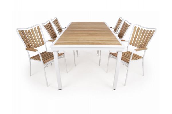 Daneline Eva Teak Havemøbelsæt 102x219   Hvid