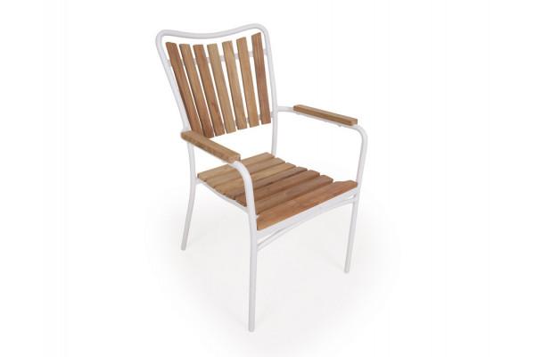 Daneline Eva Teak Stabelstol Hvid