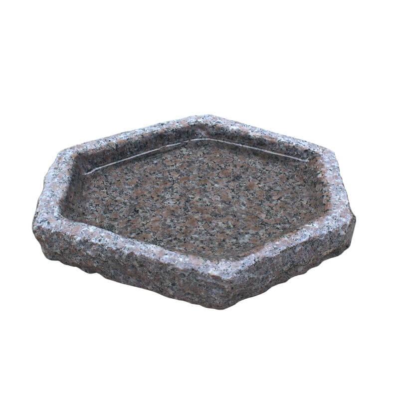 Fuglebad Sekskantet Rosa Granit 30x25