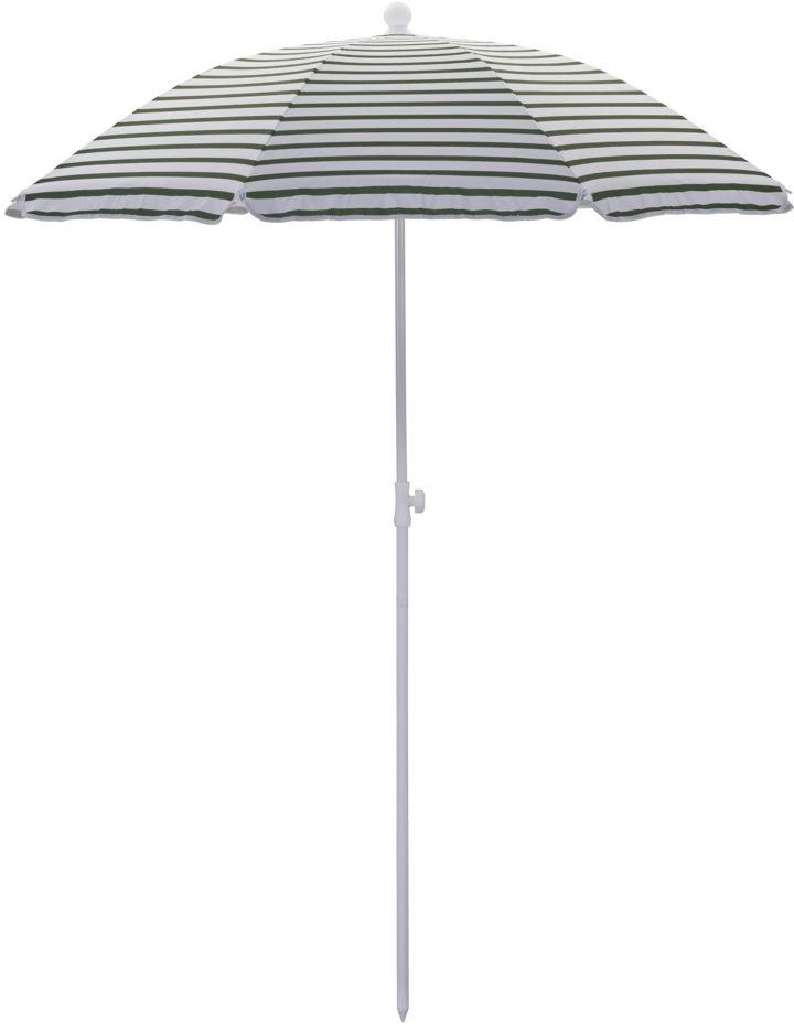 Udendørs Fritstående Parasol Haveparasol House Doctor Oktogon ø180 Grøn Hvidstribet