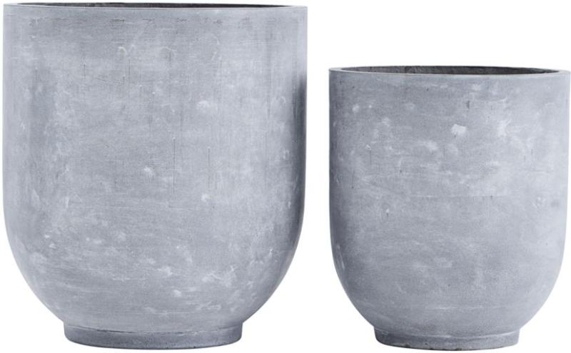 Udendørskrukker Potter Sæt Stk House Doctor Gard Grå Frostsikre Fiberler Med Betonfinish ø50ã H55