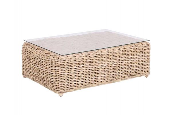 Jawi Sofabord   Glasplade Naturrattan