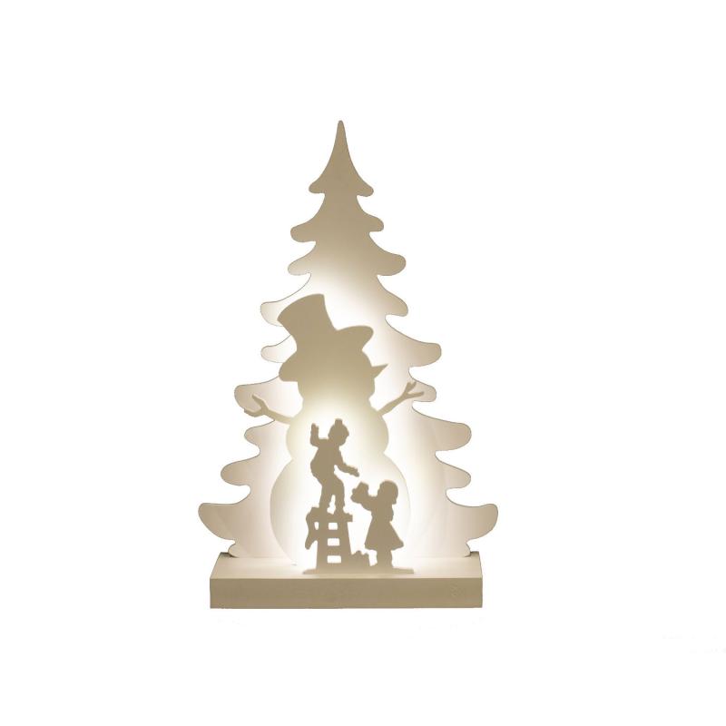 Julesilhuet 3d Led Med Snemand Motiv