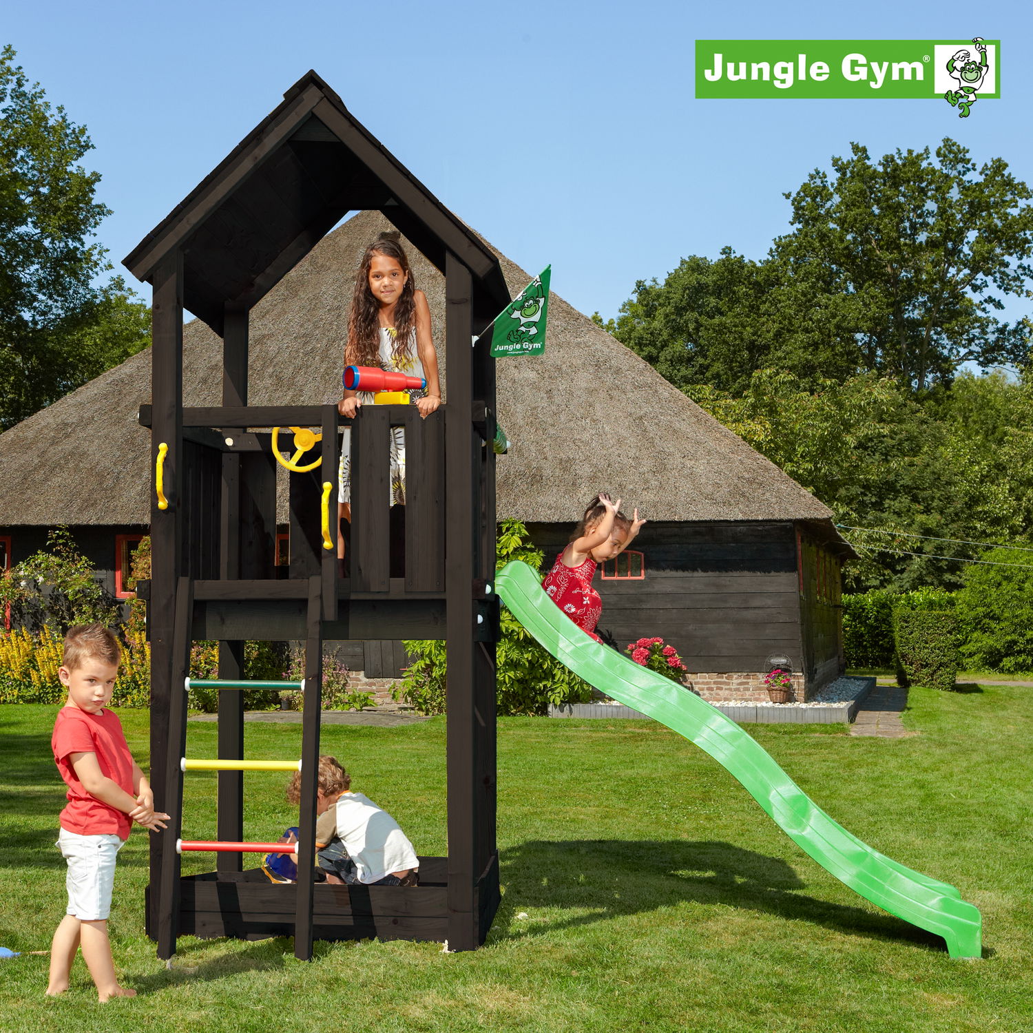 Jungle Gym Club Legetårn Komplet Ekskl  Rutschebane  Grundmalet Sort